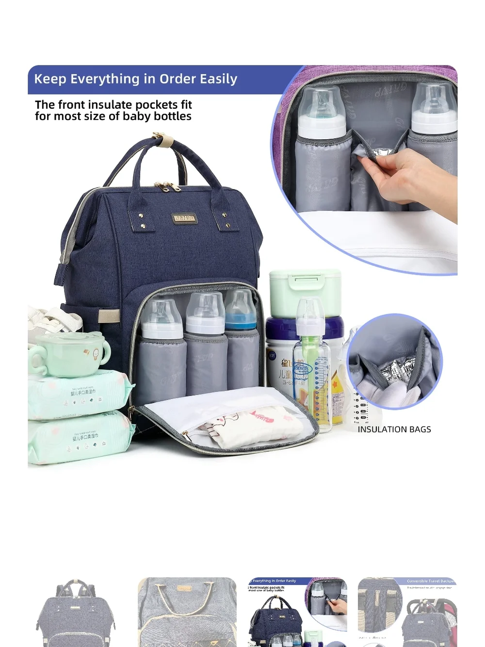 New Navy Multifunctional Diaper Backpack